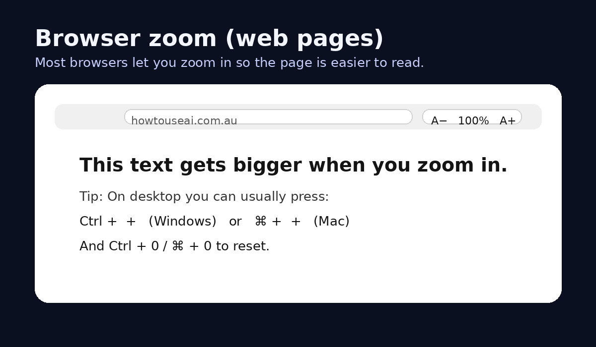 Optional: browser zoom controls