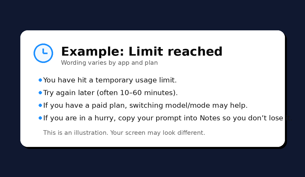 Example: hitting a limit message (safe, generic)